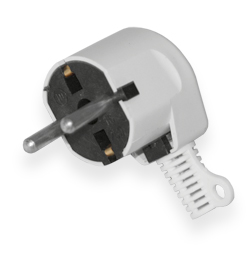 Corner fork Angle plug 5mm with grounding WHITE [16A, 250V]