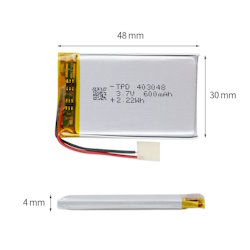  Li-pol battery 403048P , 600 mAh 3.7V with protection board