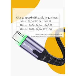 Cable USB 2.0 AM/Type-C 0.5m Backlit Gray