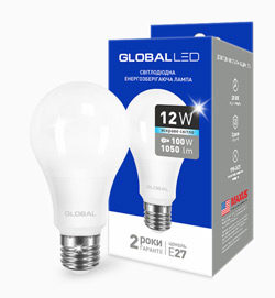 Лампа світлодіодна GLOBAL LED A60 12W 4100K 220V E27 AL