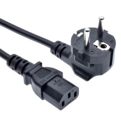 Power cable C13 3x1mm2 CCA 1.8m black angled fork