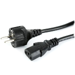 Power cable H05VV-F 3x0.75mm2 Cu 1.8m black C13->straight plug