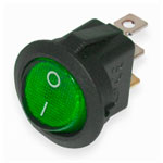 Key switch<gtran/>  KCD1-101N-8 backlit ON-OFF round 3pin green<gtran/>