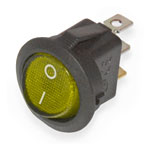 Key switch KCD1-101N-8 backlit ON-OFF round 3pin yellow