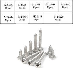 Set of stainless steel screws PA2.6 370pcs. stainless steel 304