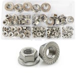 Set of stainless steel nuts M3-M12 125pcs. hexagon with stainless steel flange 304