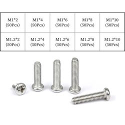 Set of stainless steel screws M1, M1.2 500pcs. stainless steel 304