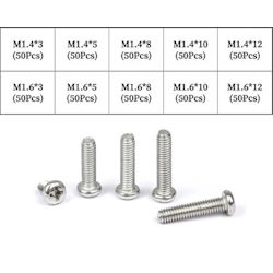 Set of stainless steel screws M1.4, M1.6 500pcs. stainless steel 304