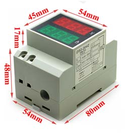 Вольт-Амперметр на DIN-рейку D52-2042  [LED, 80-300V, 200A, внешний транс.]
