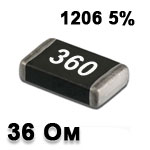 Резистор SMD<gtran/> 36R 1206 5%