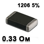 SMD resistor<gtran/> 0.33R 1206 5%