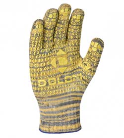 Gloves universal with PVC pattern, yellow