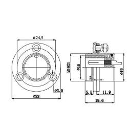 Connector GX20 4pin M housing flange