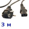 Power cable C13 3x0.75mm2 Cu 3m black angled plug