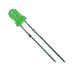 Світлодіод 3mm Зеленый матовый 50-100mcd 2-2.2V кор. ноги